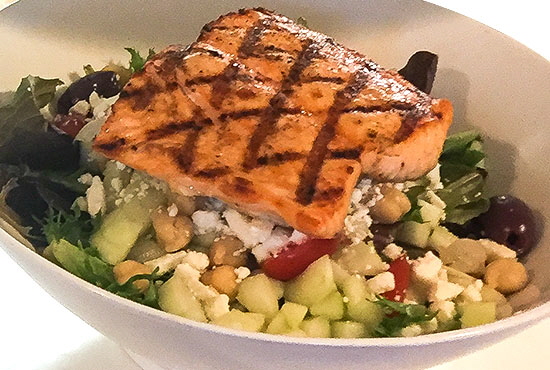 Grilled Salmon on Mixed Greens..... Don't Miss Our Daily Salad Specials
